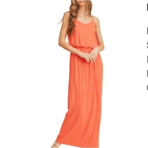 NEW, Lush Coral Maxi Dress, Size: L